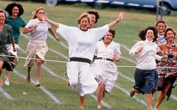 The late Diana, Princess of Wales competes in a race at Prince William's  school sports day in 1989 (Rex Features) : r/OldSchoolCool