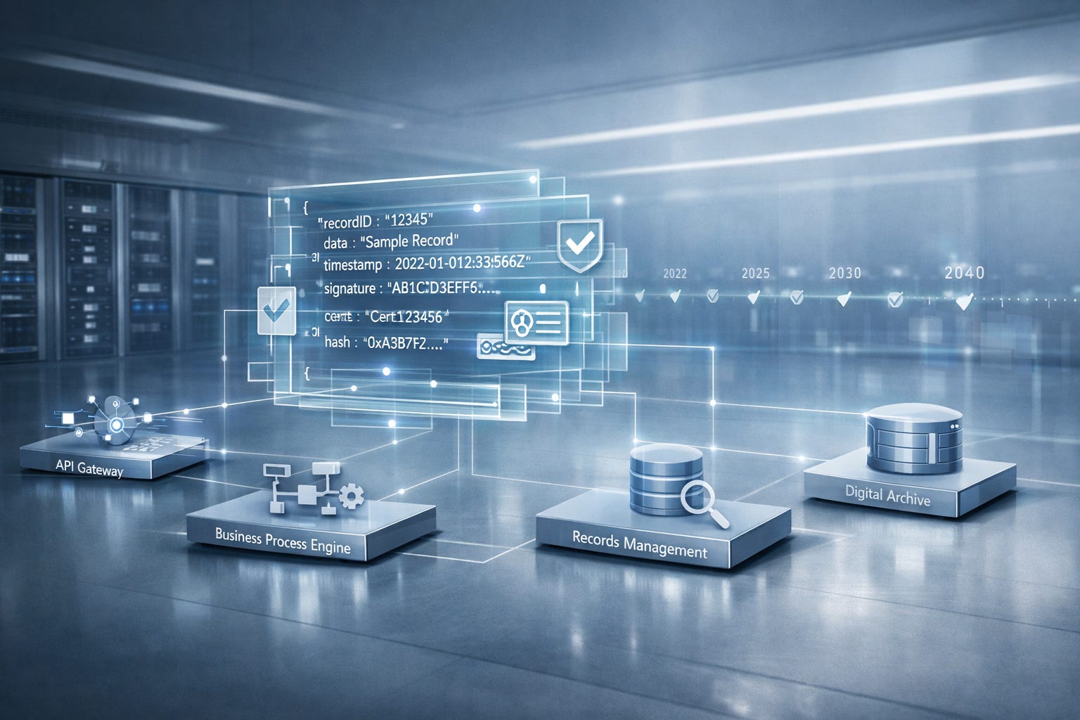 JSON, Long-Term Signatures, and Records Management by Design
