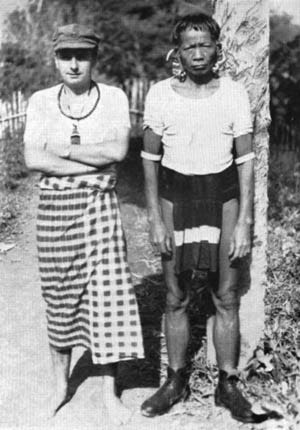 Author Tom Harrisson posed with an indigenous Kelabit tribesman on the Japanese-held island of Borneo in 1944. Author Tom Harrisson posed with an indigenous Kelabit tribesman on the Japanese-held island of Borneo in 1944.