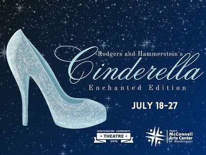 May be an image of text that says 'Cinderella Hammerstein Rodgers ahd Enchanted Edition JULY 18-27 WORTHINGTON WORTHNGTONCOMMINITY commиH THEATRE 1970 Pegpy McConnell Mc Arts ArtsCenter Center of Worthington Worth'