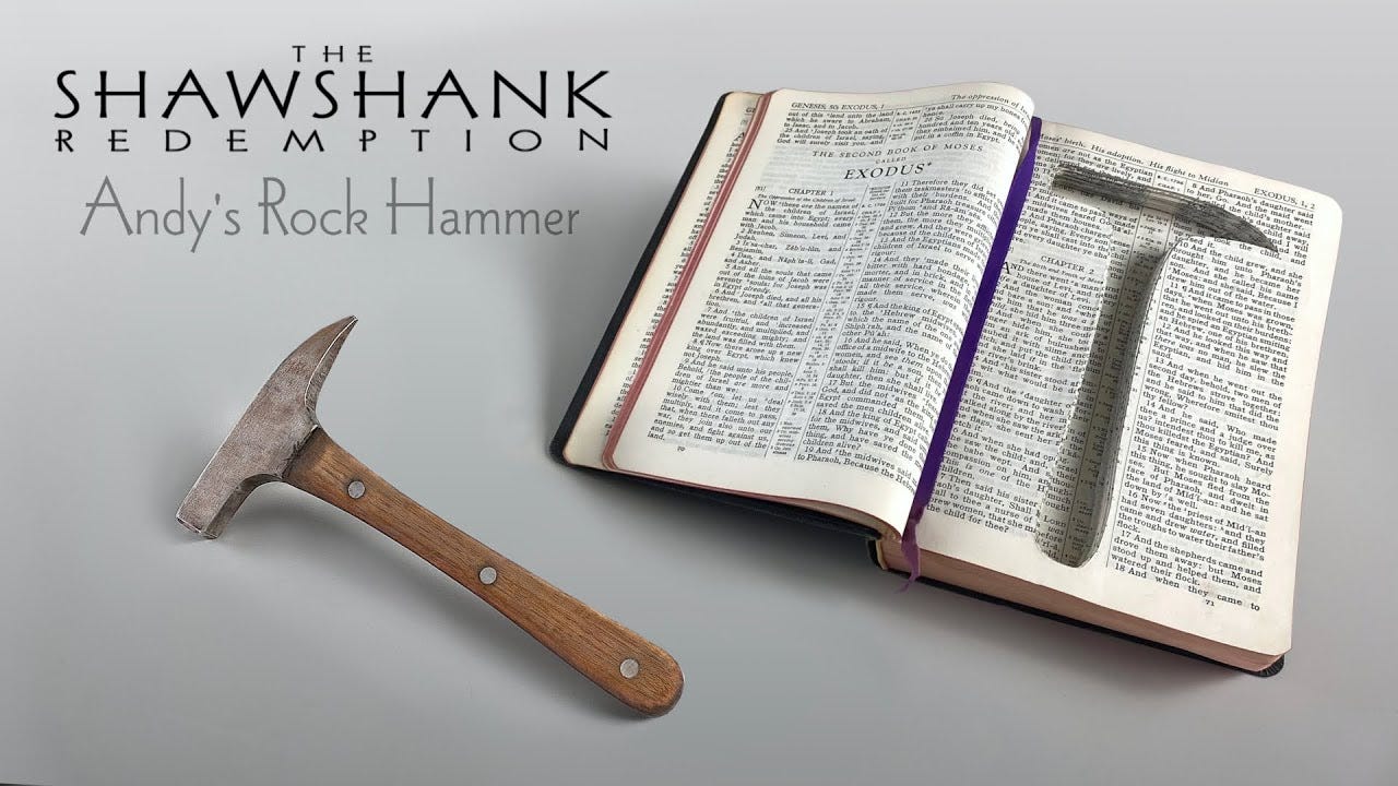 Rock Hammer in Bible prop replica from THE SHAWSHANK REDEMPTION