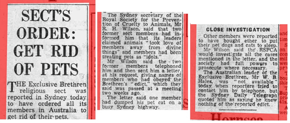 r/Christianity - Plymouth Brethren Christian Church orders members to dispose of their pets!