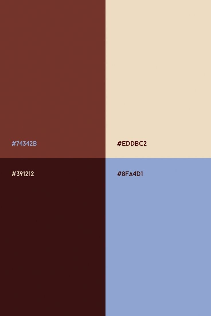This may contain: the color scheme is brown, blue, and tan with red letters on each side
