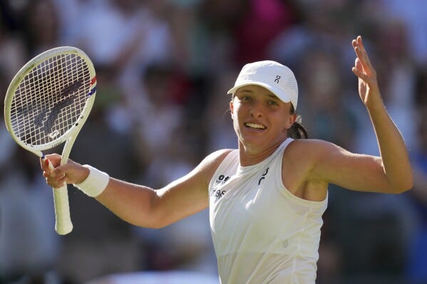 Iga Swiatek gets to her first Wimbledon final | AP News