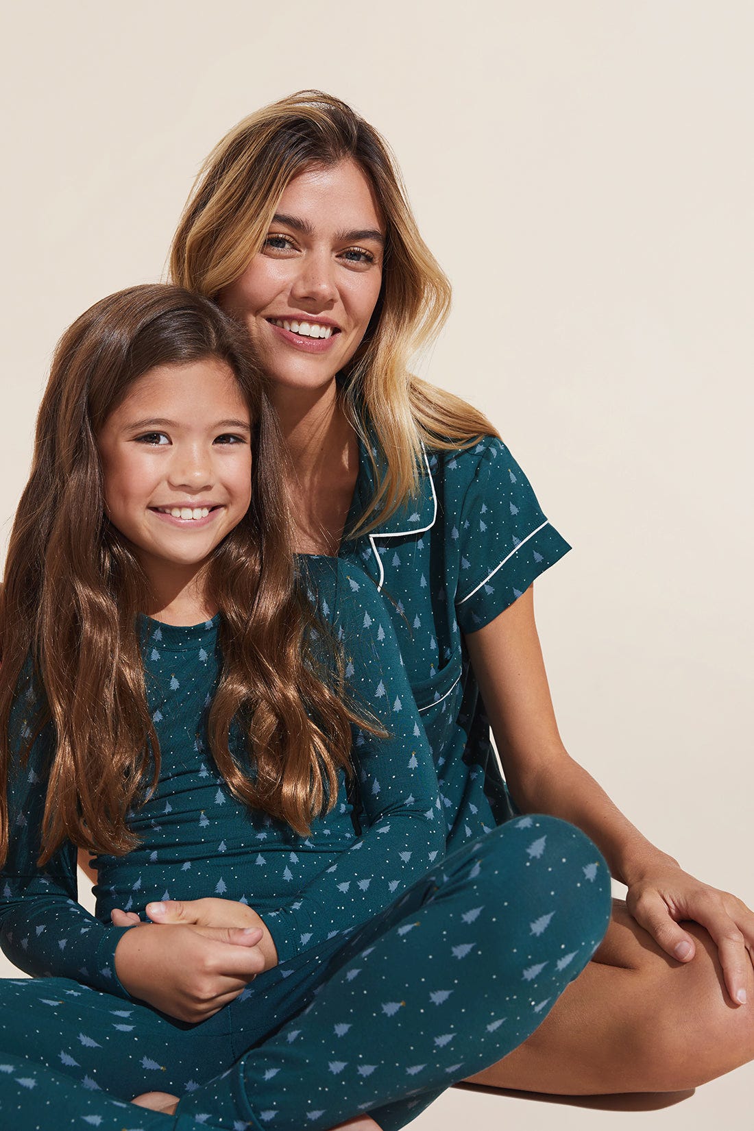Kids Gisele Printed TENCEL™ Modal Long PJ Set - Forest Evergreen