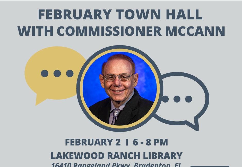 Commissioner McCann to Host February Town Hall at Lakewood Ranch Library
