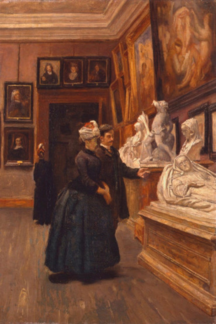 'Bezoek aan het museum' - olieverf op doek: Bernard Koldeweij (herkomst: coll. Dordrechts Museum)