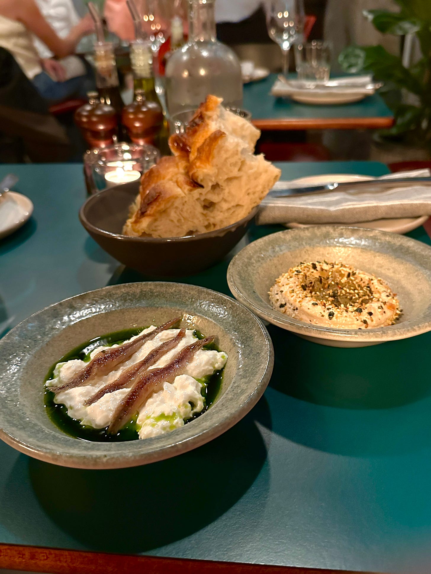 Tarma with fennel jam and Toonsbridge stracciatella with anchovies at Coppinger