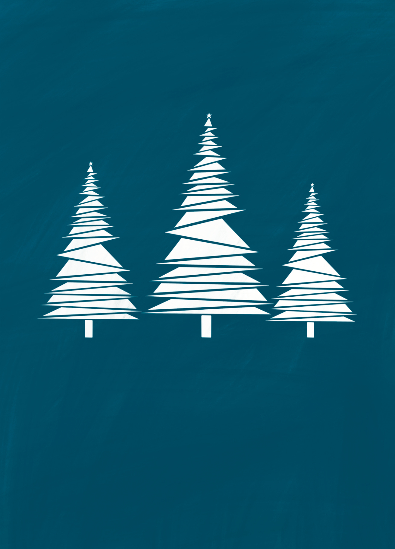 three white geometric christmas cards on a blue, teal painted background. Christmas card design