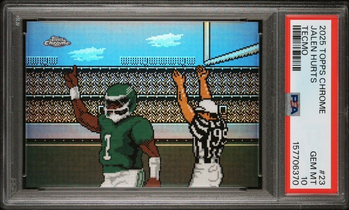 2025 Topps Chrome NFL Jalen Hurts Tecmo PSA 10 GEM 💎 Pop 1 🔥🔥 2025 Topps Chrome NFL Jalen Hurts Tecmo PSA 10 GEM 💎 Pop 1 🔥🔥