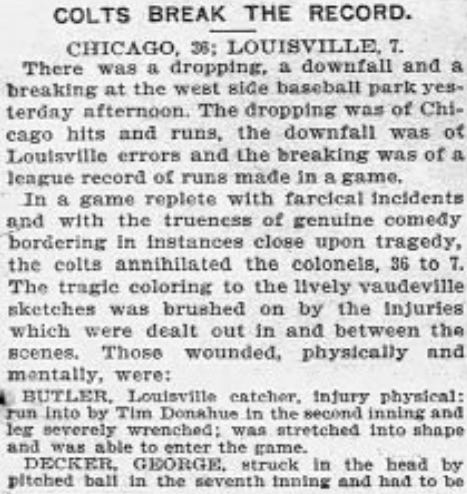 1897 Louisville Colonels Chicago Colts 36 7