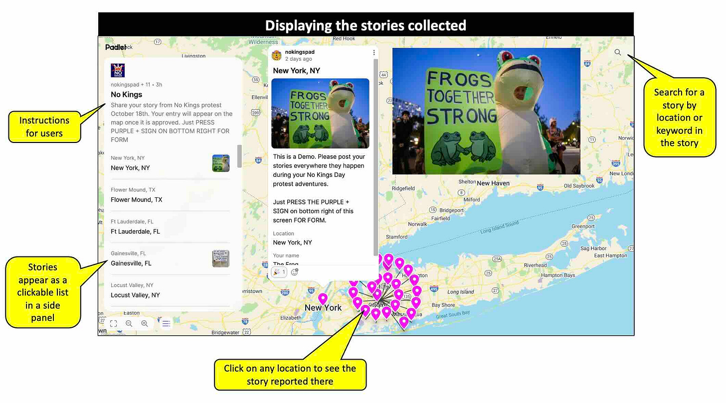 Displaying the stories collected with Padlet