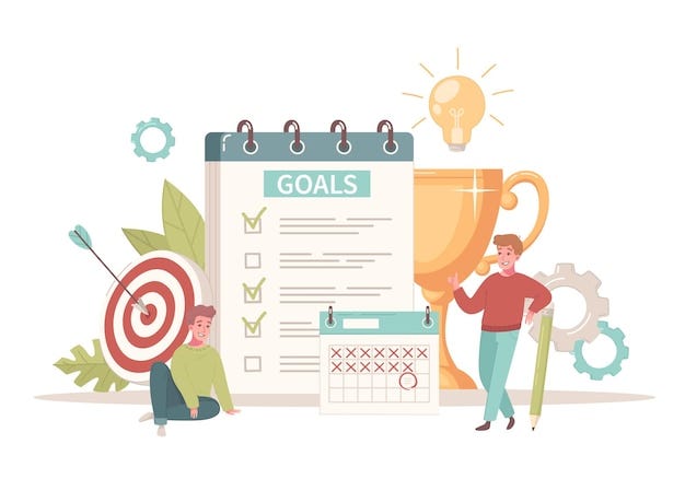 Free vector personal growth self development composition with male human characters illustration