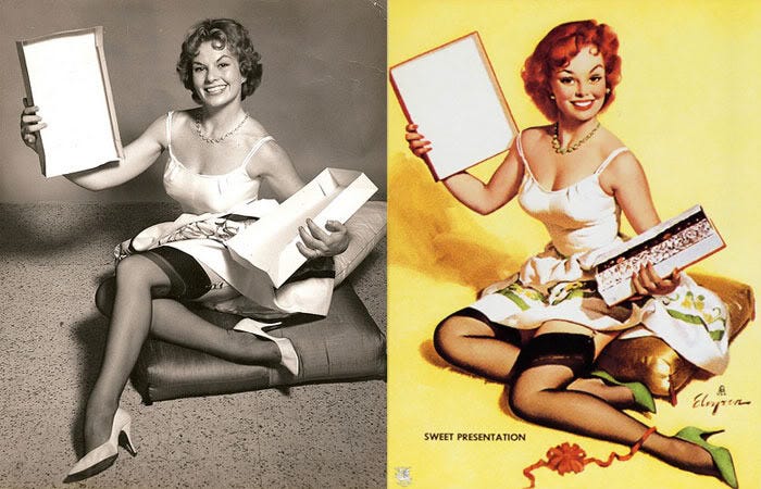 Gil Elvgren's brush transformed real models into iconic pin-up beauties, elevating them into something more than just photographs.
