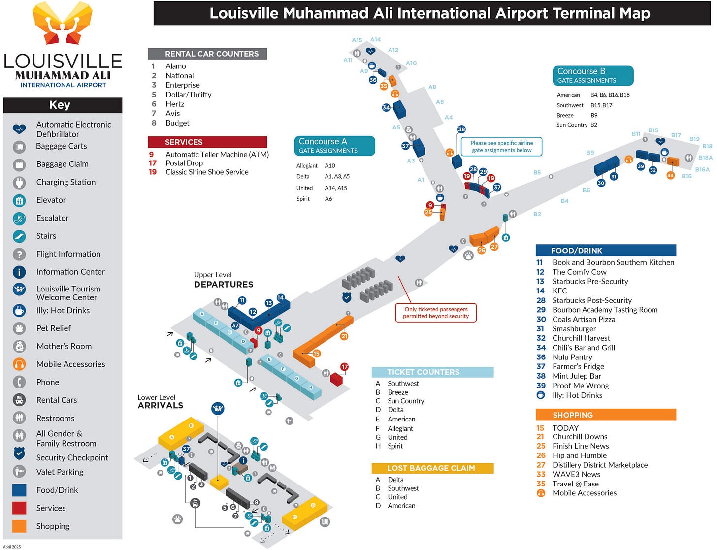 Terminal Map | Louisville Muhammad Ali International Airport