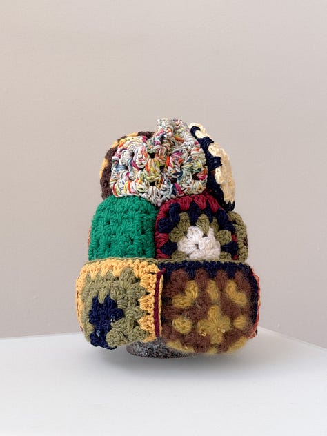 Multi color granny crochet patchwork beanie