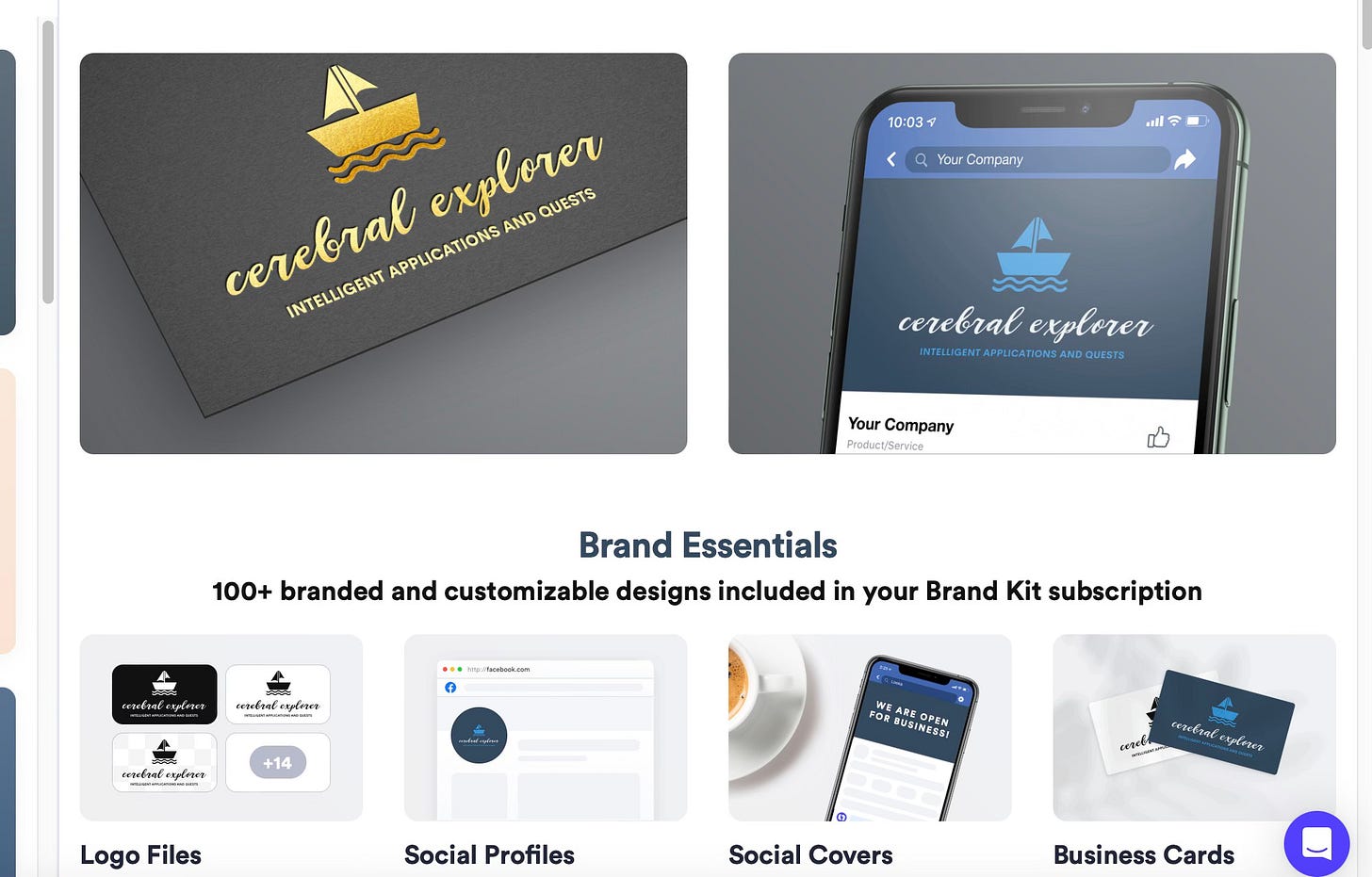 Marketing materials generated with Looka for a software development company