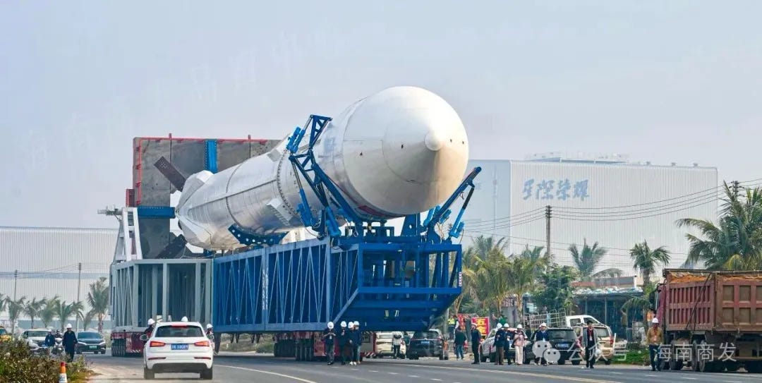 iSpace’s pathfinder for the Hyperbola-3 launch vehicle atop of its transporter-erector moving from launch preparation facilities to Commercial Launch Pad 2 in February 2026.