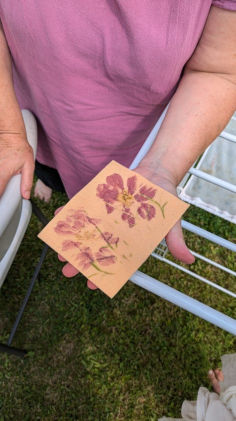 flower pounding prints using a variety of flowers
