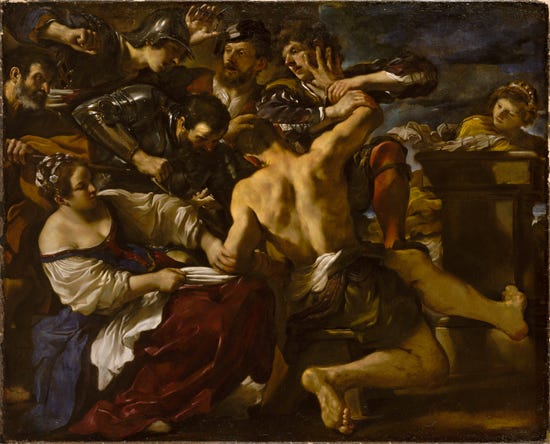 oil painting of Samson by Guercino