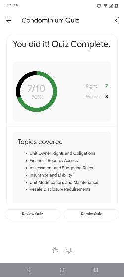 NotebookLM app quiz results
