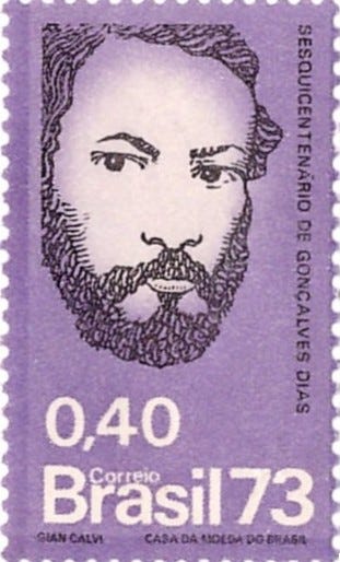 Gonçalves Dias (1823-1864). Poeta brasileiro do romantismo, autor da “Canção do Exílio”. Doente e em viagem de retorno ao Brasil, morreu em naufrágio na costa do Maranhão.