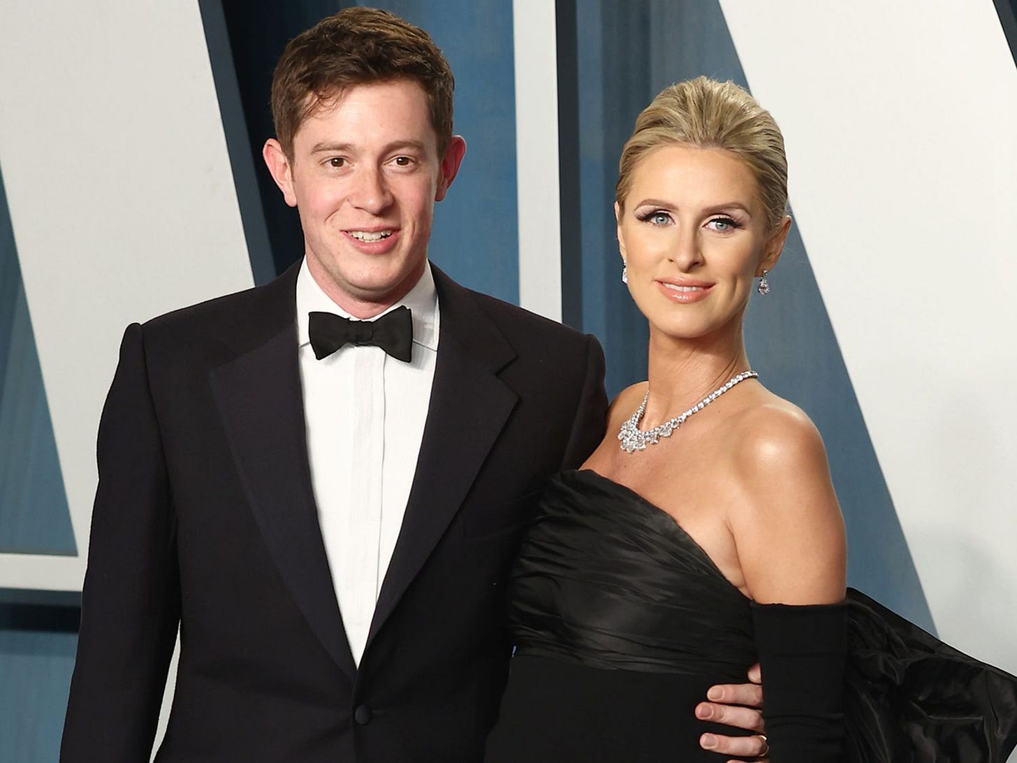 James Rothschild and Nicky Hilton Rothschild attend the 2022 Vanity Fair Oscar Party on March 27, 2022 in Beverly Hills, California. 