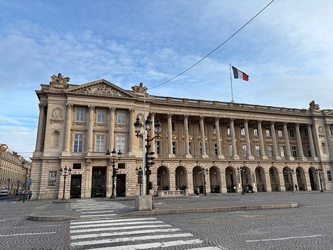 The exterior of the Hôtel de Crillon, photographed during my research trip to Paris.