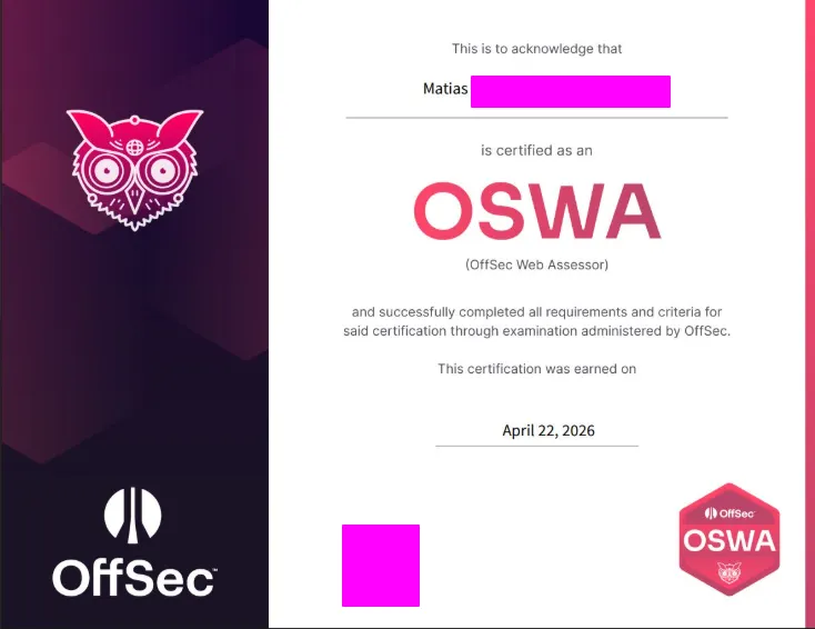 Cert OSWA