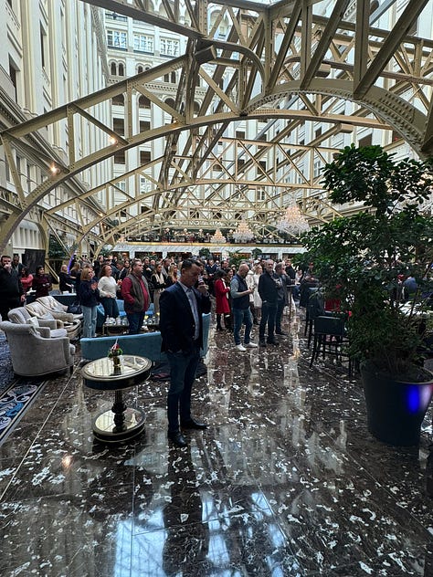 1st Photo: Richard Grenell alone in the Trump International Hotel during Trump’s inauguration, absent from the official event. 2nd Photo: Former Kosovan PM Ramush Haradinaj and Grenell in discussion at the same hotel on January 20, 2025, confirming their presence there instead of the ceremony. 3rd Photo: Grenell displaying his Order of the Serbian Flag award from October 2023, presented by Serbian President Aleksandar Vucic.