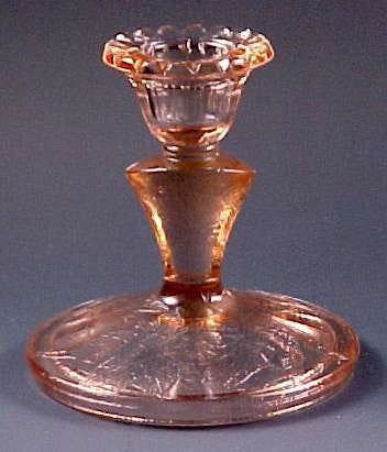 Floral Poinsettia Pink Depression Glass Candle Holder