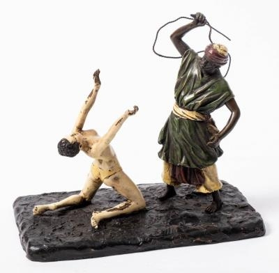 Artwork by Franz Bergman, An Arab slave driver whipping a female slave, Made of bronze Artwork by Franz Bergman, An Arab slave driver whipping a female slave, Made of bronze