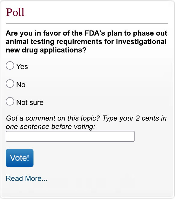 Opinion poll on removing requirement for animal testing for new drug approvals - April 2025 Opinion poll on removing requirement for animal testing for new drug approvals - April 2025