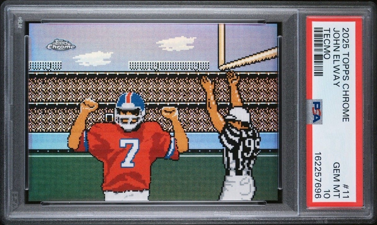 2025 TOPPS CHROME TECMO #11 JOHN ELWAY PSA 10 GEM MINT Low Pop! Broncos HOF 2025 TOPPS CHROME TECMO #11 JOHN ELWAY PSA 10 GEM MINT Low Pop! Broncos HOF