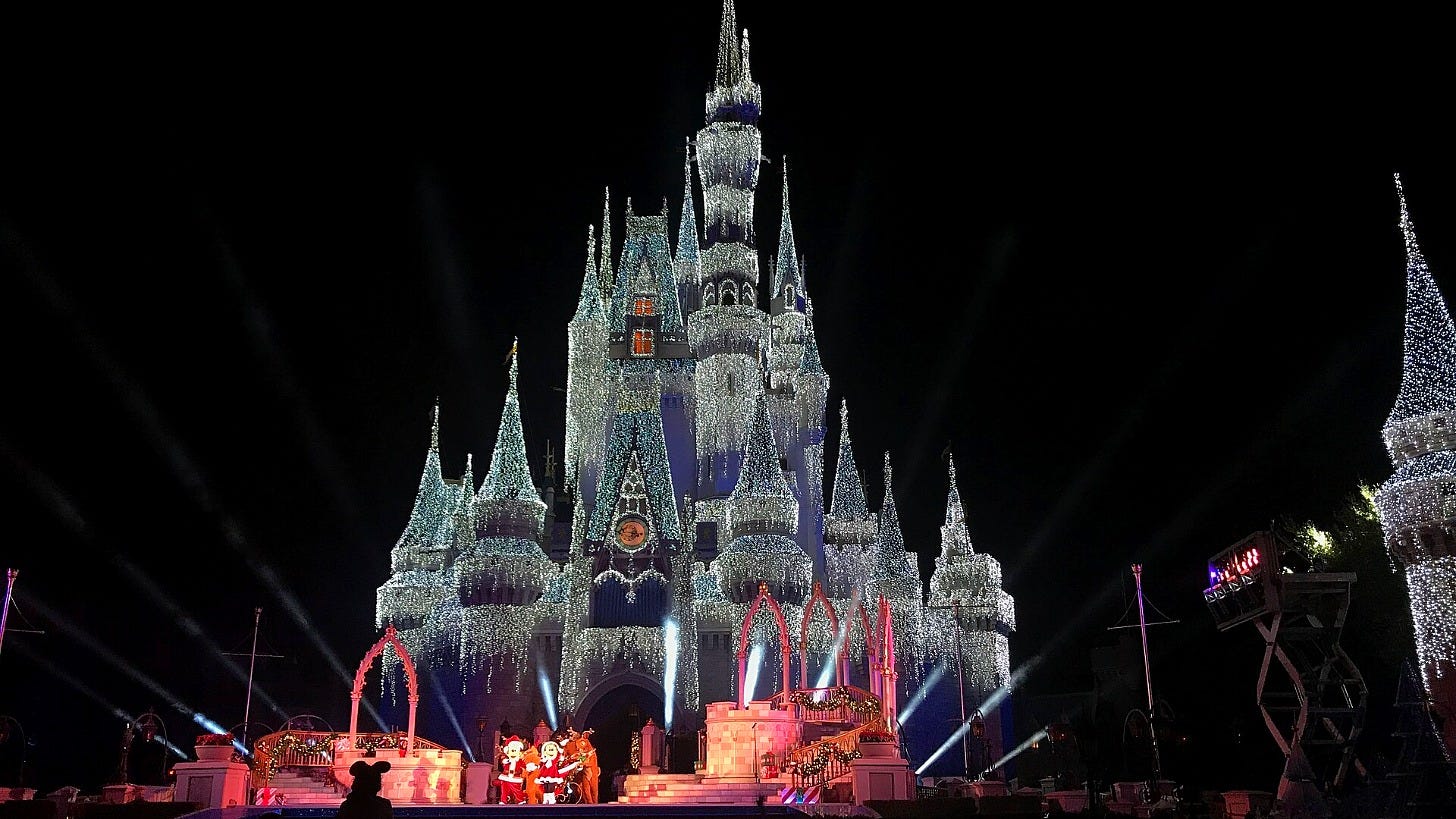 Mickey's Most Merriest Celebration at Cinderella Castle during Mickey's Very Merry Christmas Party in 2018. Image: Figment3009 via Wikimedia Commons Mickey's Most Merriest Celebration at Cinderella Castle during Mickey's Very Merry Christmas Party in 2018. Image: Figment3009 via Wikimedia Commons