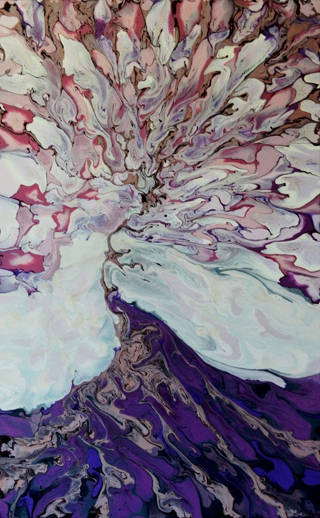 Original Artwork by Anna Loscotoff. Tree in purples, painted in acrylic