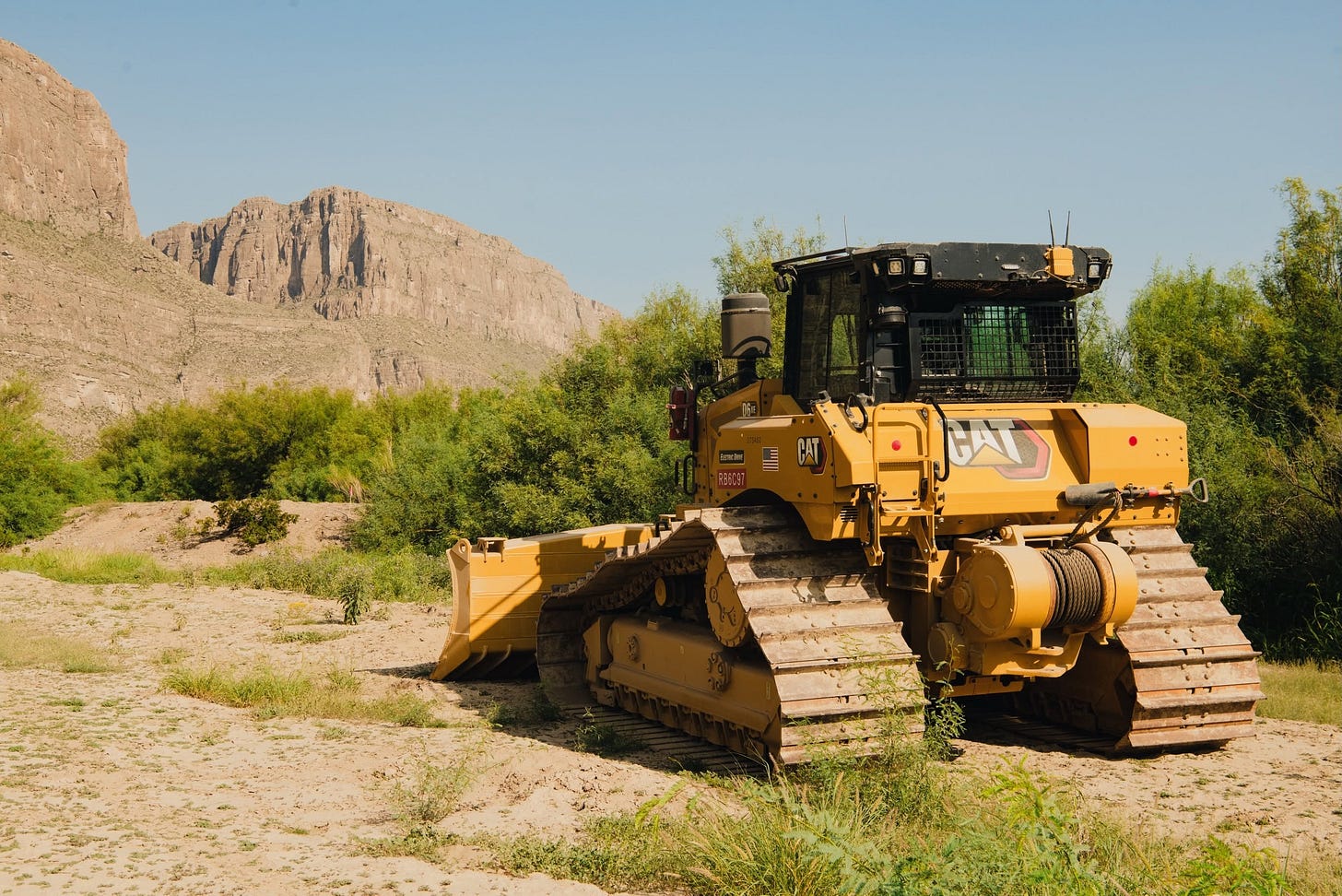 Heavy construction equipment intended to build “vehicle barriers” and other “border security” infrastructure through Big Bend National Park will remain idle through at least the middle of next month following a federal court hearing on Friday, August, 28, 2026. (Photo by Natalie Newman).