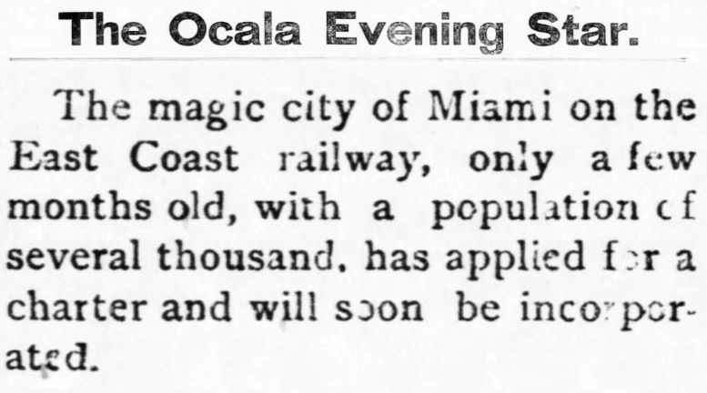 Article in the Ocala Evening Star on June 27. 1896.