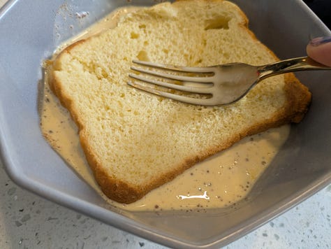 Making French toast.