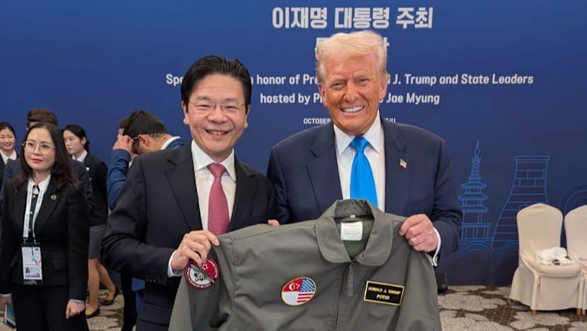 A token of Singapore-US partnership: PM Wong presents Trump with customised  RSAF bomber jacket in South Korea - CNA