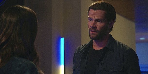 Cordell Walker looking sad at Geri. Cordell Walker looking sad at Geri.