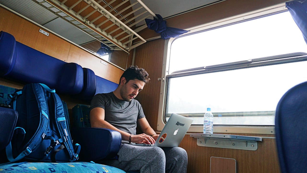Being productive on an early morning commuter train