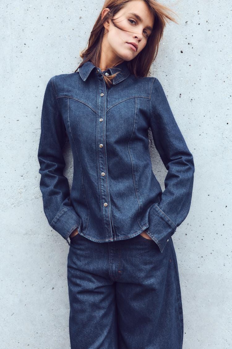 Zara DENIM SHIRT TRF - Dark indigo - Image 2