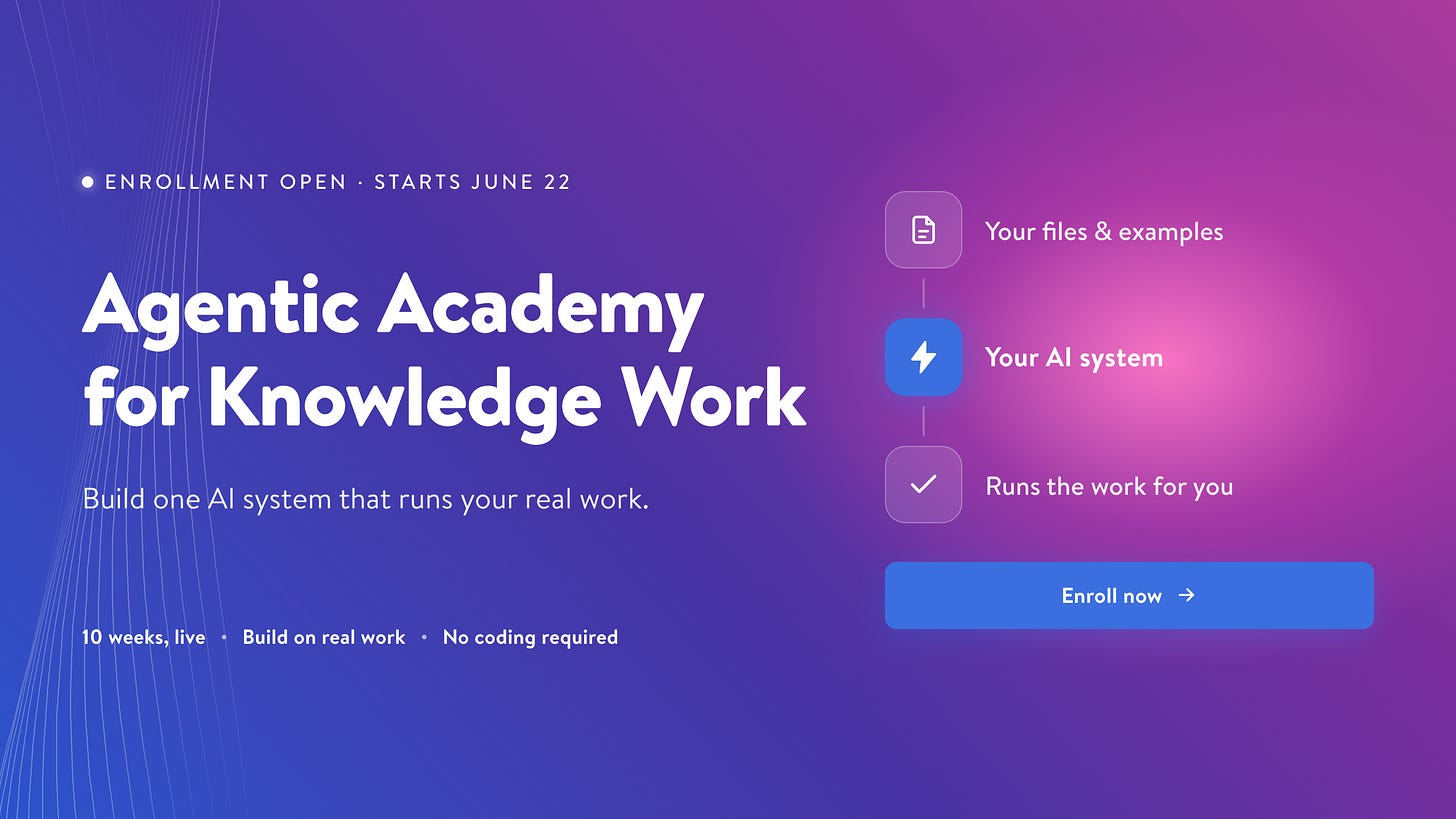 Agentic Academy banner for building an AI system for knowledge work, starting June 22