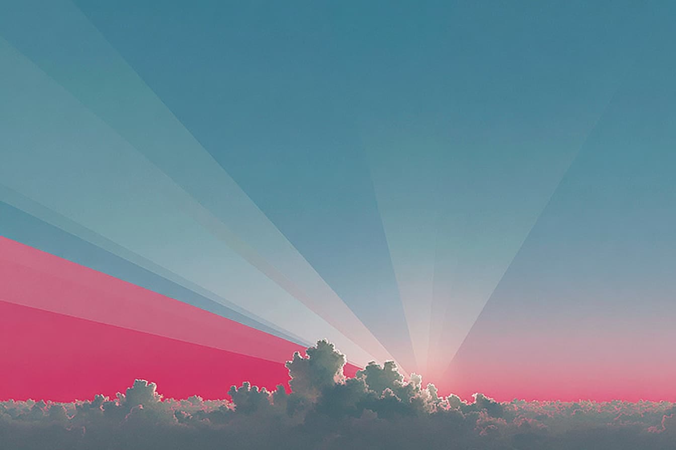 illustration of a pink and blue sunset