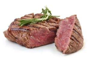 grilled beef fillet steak meat with rosemary isolated on white background