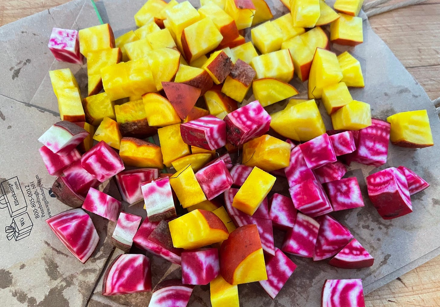 diced beets for roasting, Cook the Vineyard