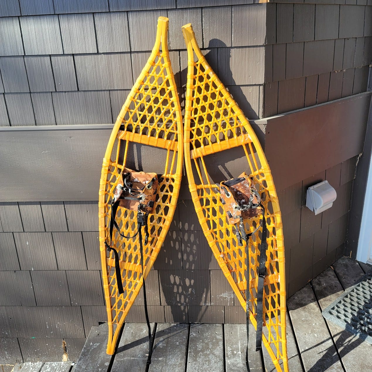 Snowshoes after a walk.