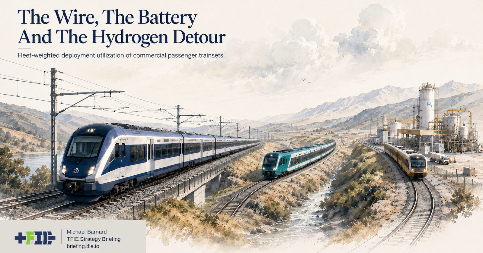 Electric, battery and hydrogen trains shown as three pathways beyond diesel.