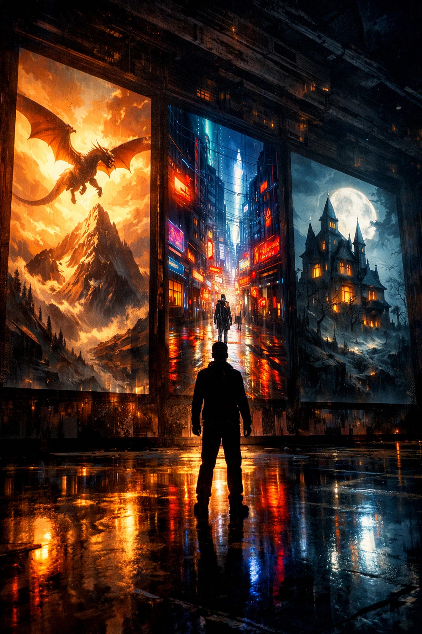 Vibrant book covers on a gallery wall showcasing different genres for professional independent publishing.
